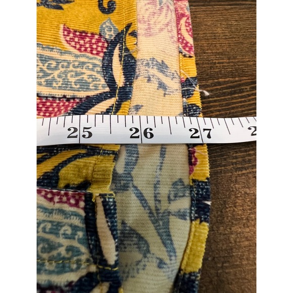 Pilcro Anthropologie Mustard Yellow Floral Paisley Corduroy Button Down Shirt M - Picture 11 of 11